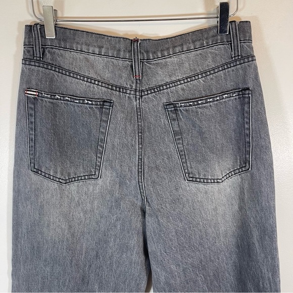 Alice & Olivia Womens Grey Distress High Rise Wide Leg Boyfriend Jeans Size 30 - Picture 7 of 14